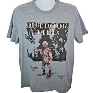 Official Outdoor Life Snowshoe Pioneer Man Feb 1914 Gray Tshirt XL Guide Life